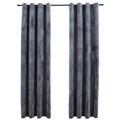 Verdunkelungsvorhänge mit Ösen 2 Stk. Samt Anthrazit 140x175 cm - Pazzar.ch