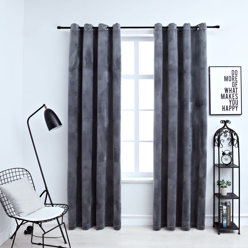 Verdunkelungsvorhänge mit Ösen 2 Stk. Samt Anthrazit 140x175 cm - Pazzar.ch