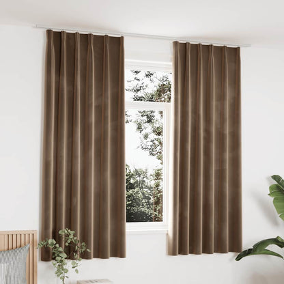 Verdunkelungsvorhänge mit Haken 2 Stk. Samt Beige 140x175cm