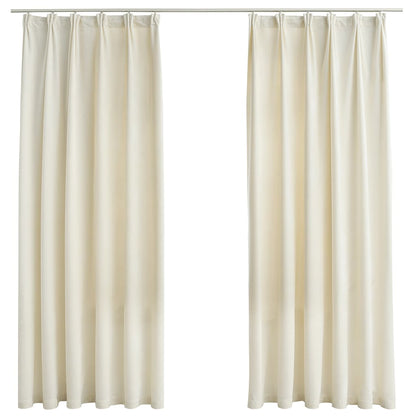 Verdunkelungsvorhänge mit Haken 2 Stk. Samt Creme 140x175cm