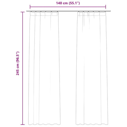 Verdunkelungsvorhänge mit Haken 2 Stk. Samt Creme 140x245cm