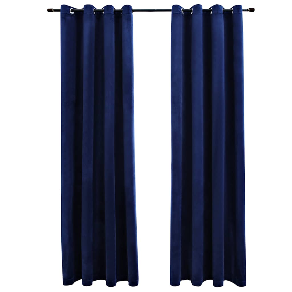 Verdunkelungsvorhänge mit Ösen 2 Stk. Samt Dunkelblau 140x225cm - Pazzar.ch