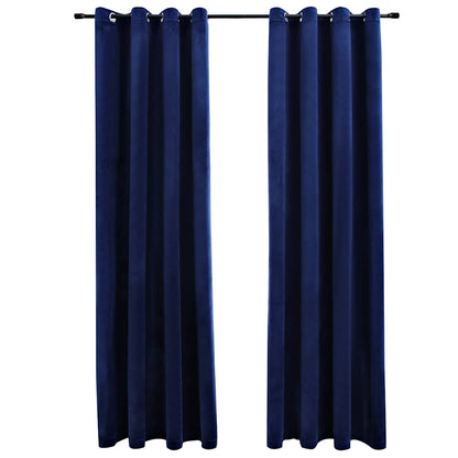 Verdunkelungsvorhänge mit Ösen 2 Stk. Samt Dunkelblau 140x225cm - Pazzar.ch