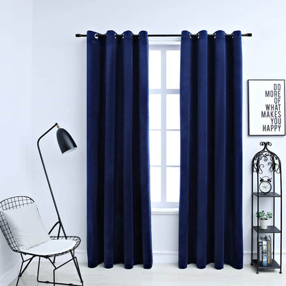 Verdunkelungsvorhänge mit Ösen 2 Stk. Samt Dunkelblau 140x225cm - Pazzar.ch