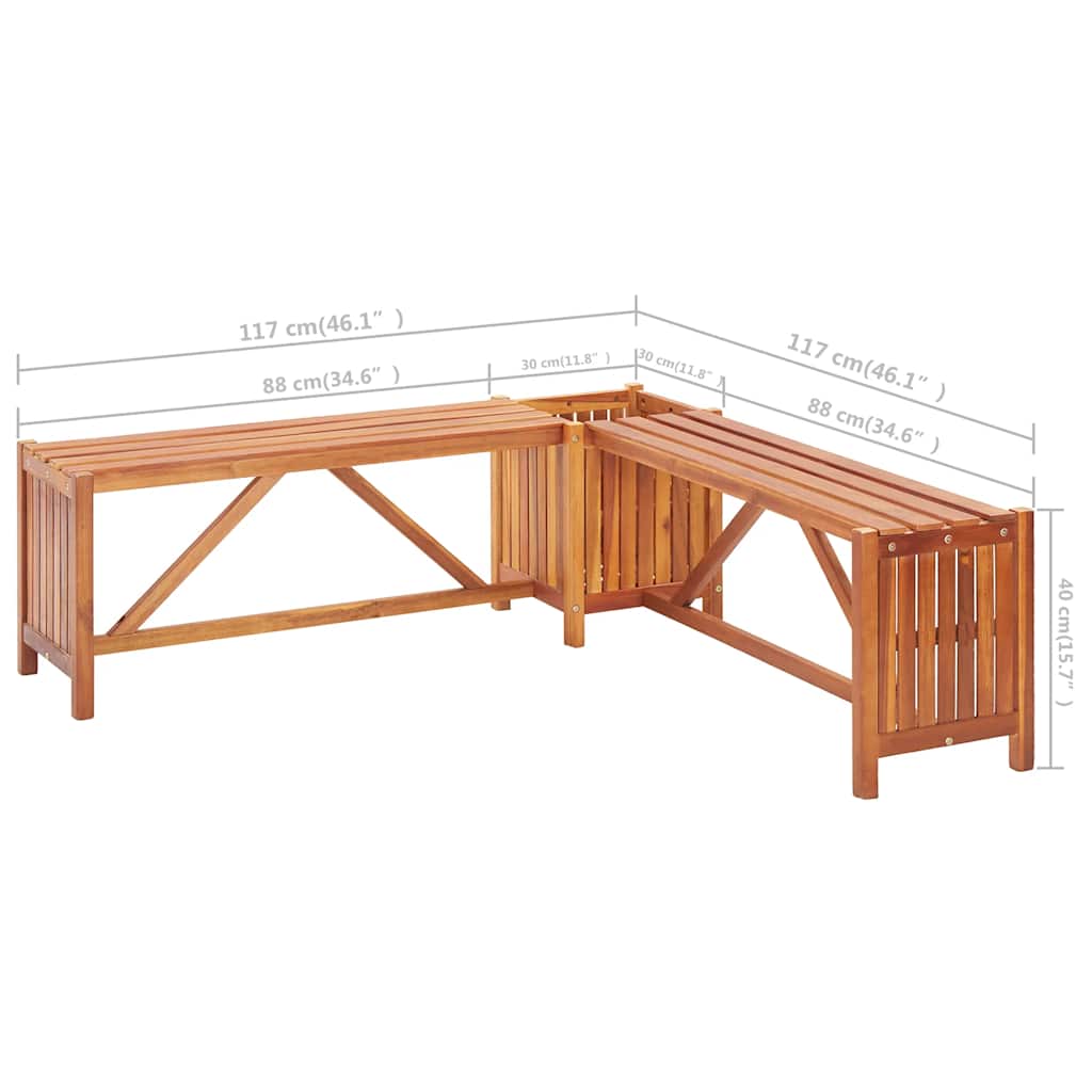 Garten-Eckbank mit Pflanzkübel 117×117×40 cm Massivholz Akazie - Pazzar.ch