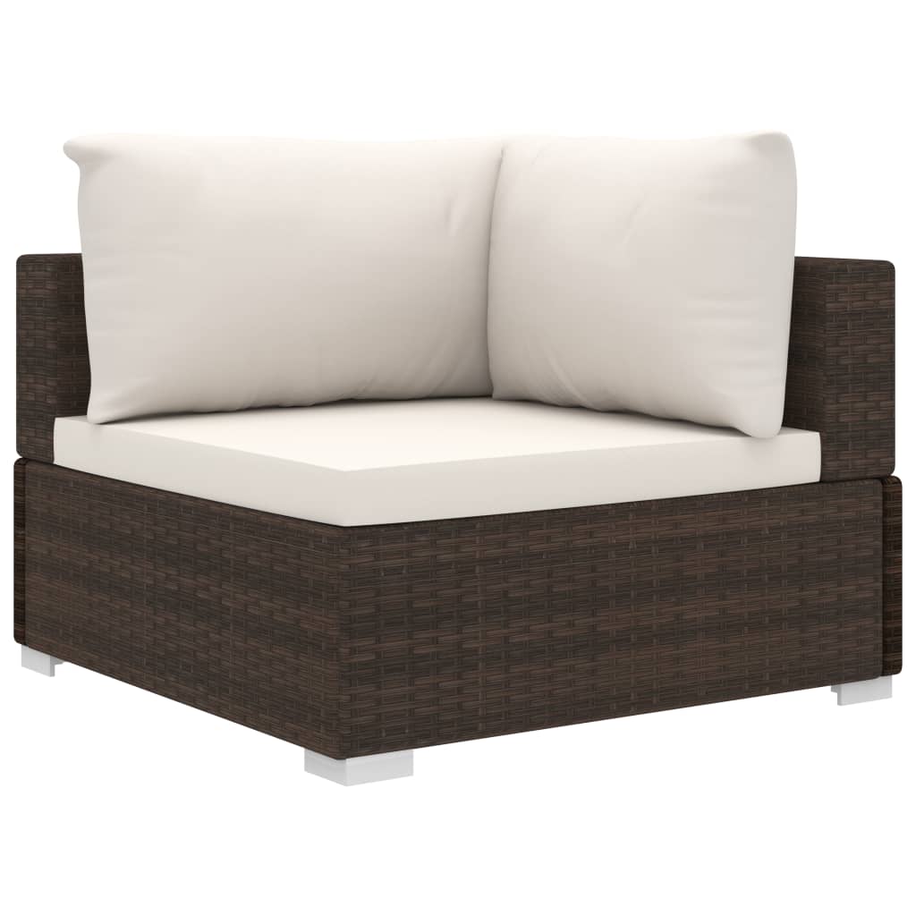 10-tlg. Garten-Lounge-Set mit Auflagen Poly Rattan Braun - Pazzar.ch
