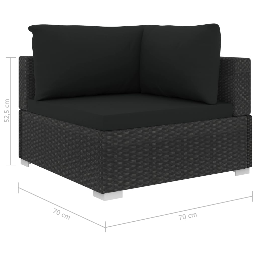 10-tlg. Garten-Lounge-Set mit Auflagen Poly Rattan Schwarz - Pazzar.ch