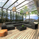 10-tlg. Garten-Lounge-Set mit Auflagen Poly Rattan Schwarz