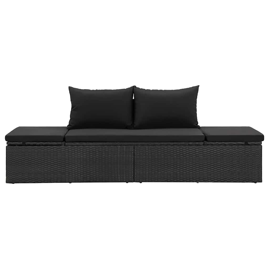 Sonnenliege mit Auflage Poly Rattan Schwarz - Pazzar.ch