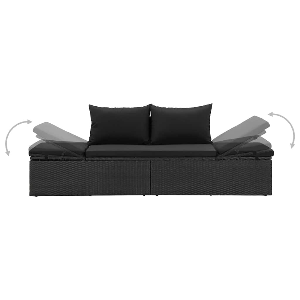 Sonnenliege mit Auflage Poly Rattan Schwarz - Pazzar.ch
