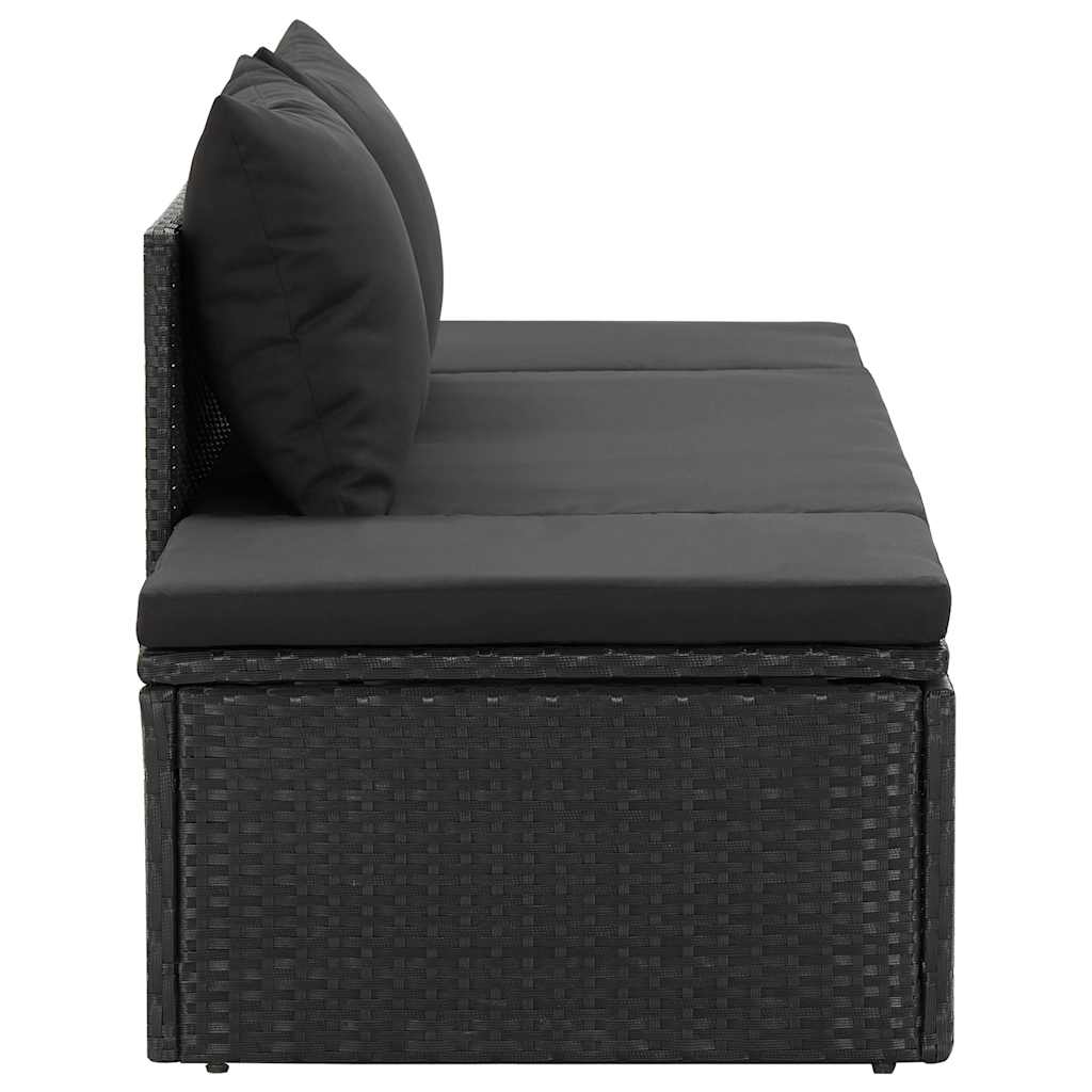 Sonnenliege mit Auflage Poly Rattan Schwarz - Pazzar.ch