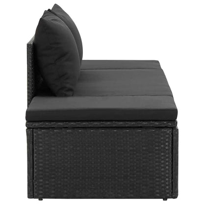 Sonnenliege mit Auflage Poly Rattan Schwarz - Pazzar.ch