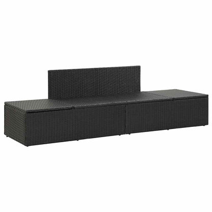 Sonnenliege mit Auflage Poly Rattan Schwarz - Pazzar.ch