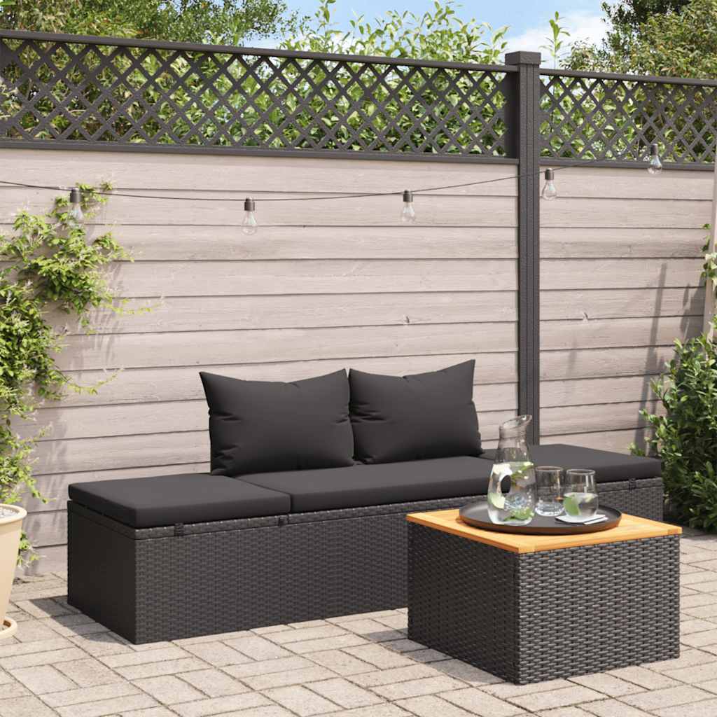 Sonnenliege mit Auflage Poly Rattan Schwarz - Pazzar.ch