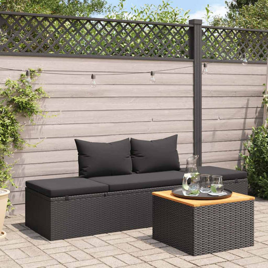Sonnenliege mit Auflage Poly Rattan Schwarz - Pazzar.ch