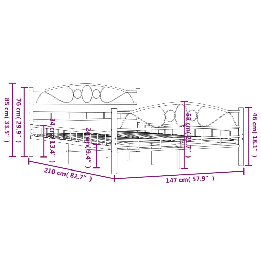 Bettgestell Weiß Metall 140×200 cm