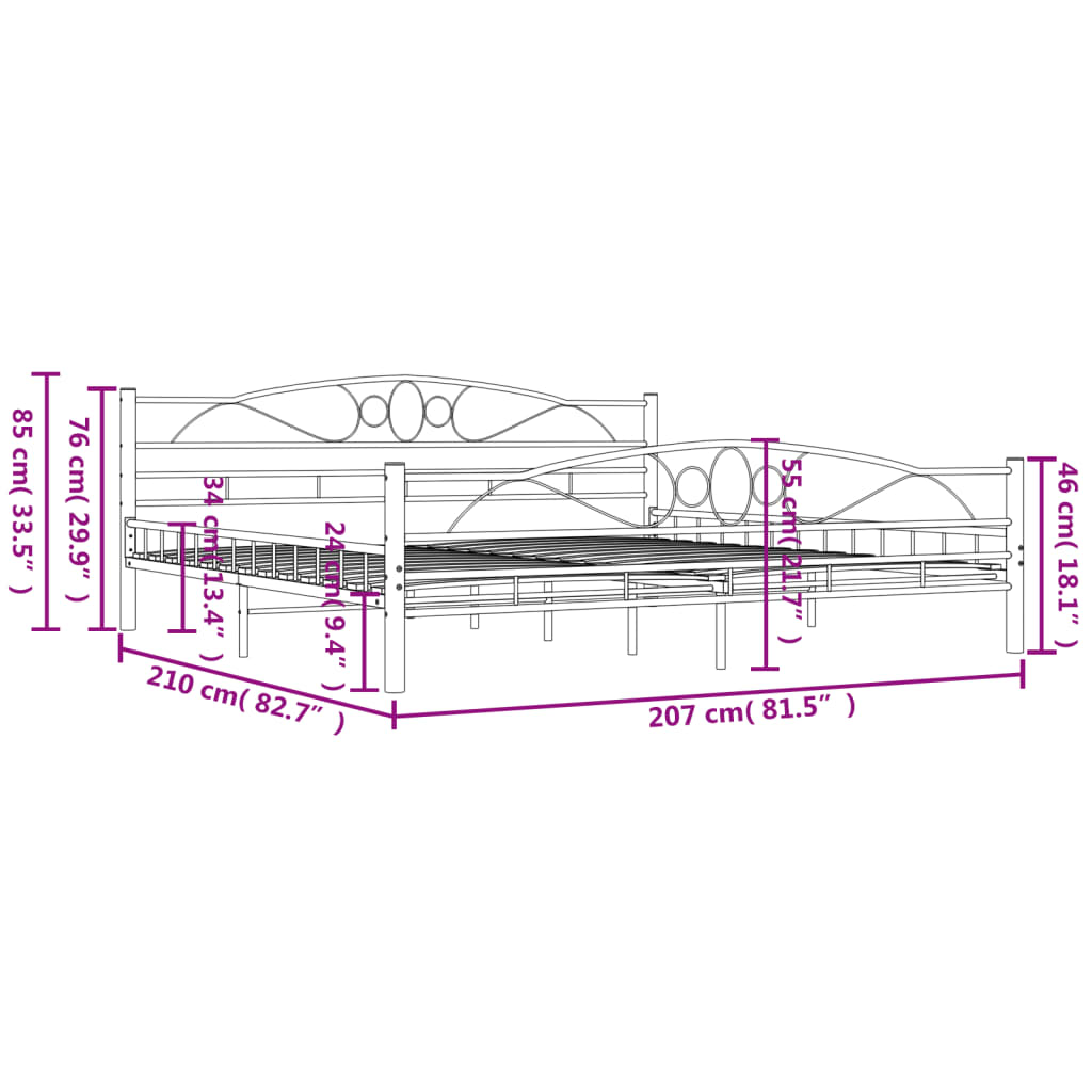 Bettgestell Weiß Metall 200×200 cm