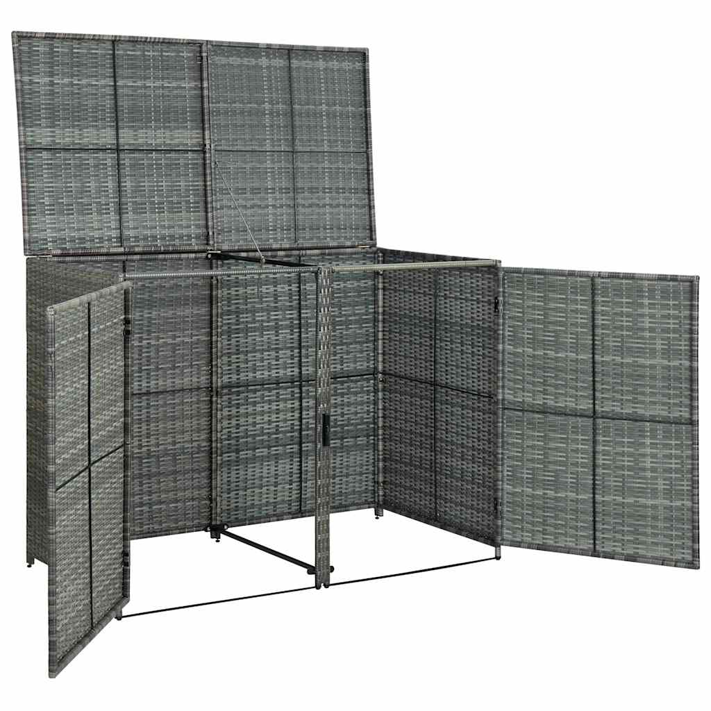 Mülltonnenbox für 2 Tonnen Poly Rattan Anthrazit 148×77×111 cm - Pazzar.ch