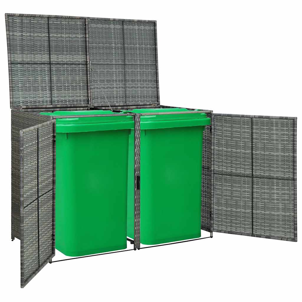 Mülltonnenbox für 2 Tonnen Poly Rattan Anthrazit 148×77×111 cm - Pazzar.ch