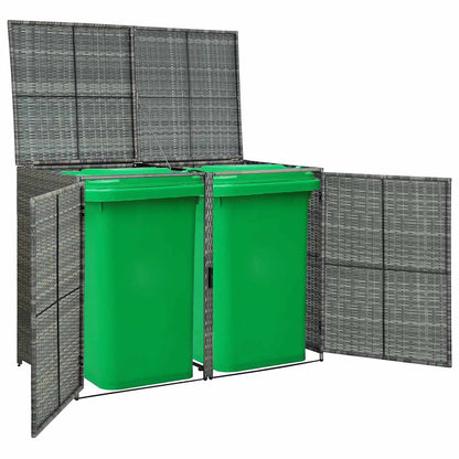 Mülltonnenbox für 2 Tonnen Poly Rattan Anthrazit 148×77×111 cm - Pazzar.ch