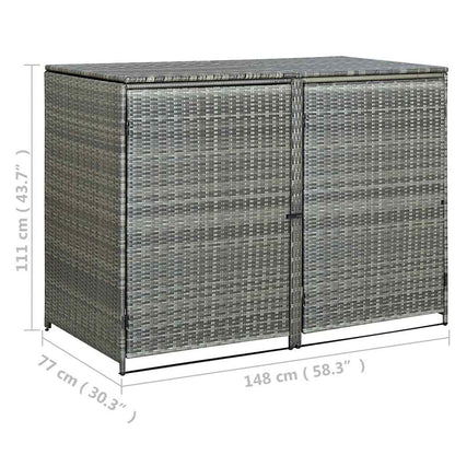 Mülltonnenbox für 2 Tonnen Poly Rattan Anthrazit 148×77×111 cm - Pazzar.ch