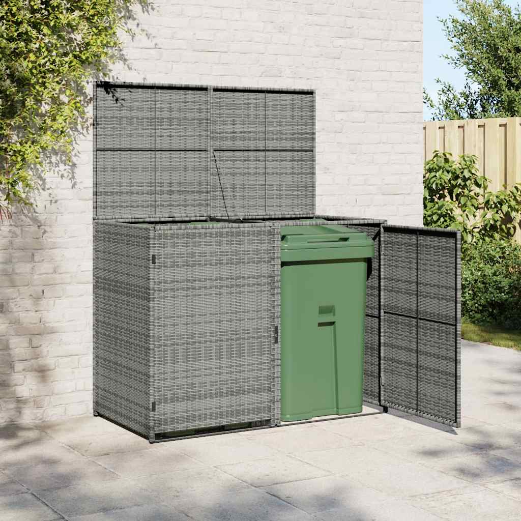 Mülltonnenbox für 2 Tonnen Poly Rattan Anthrazit 148×77×111 cm - Pazzar.ch