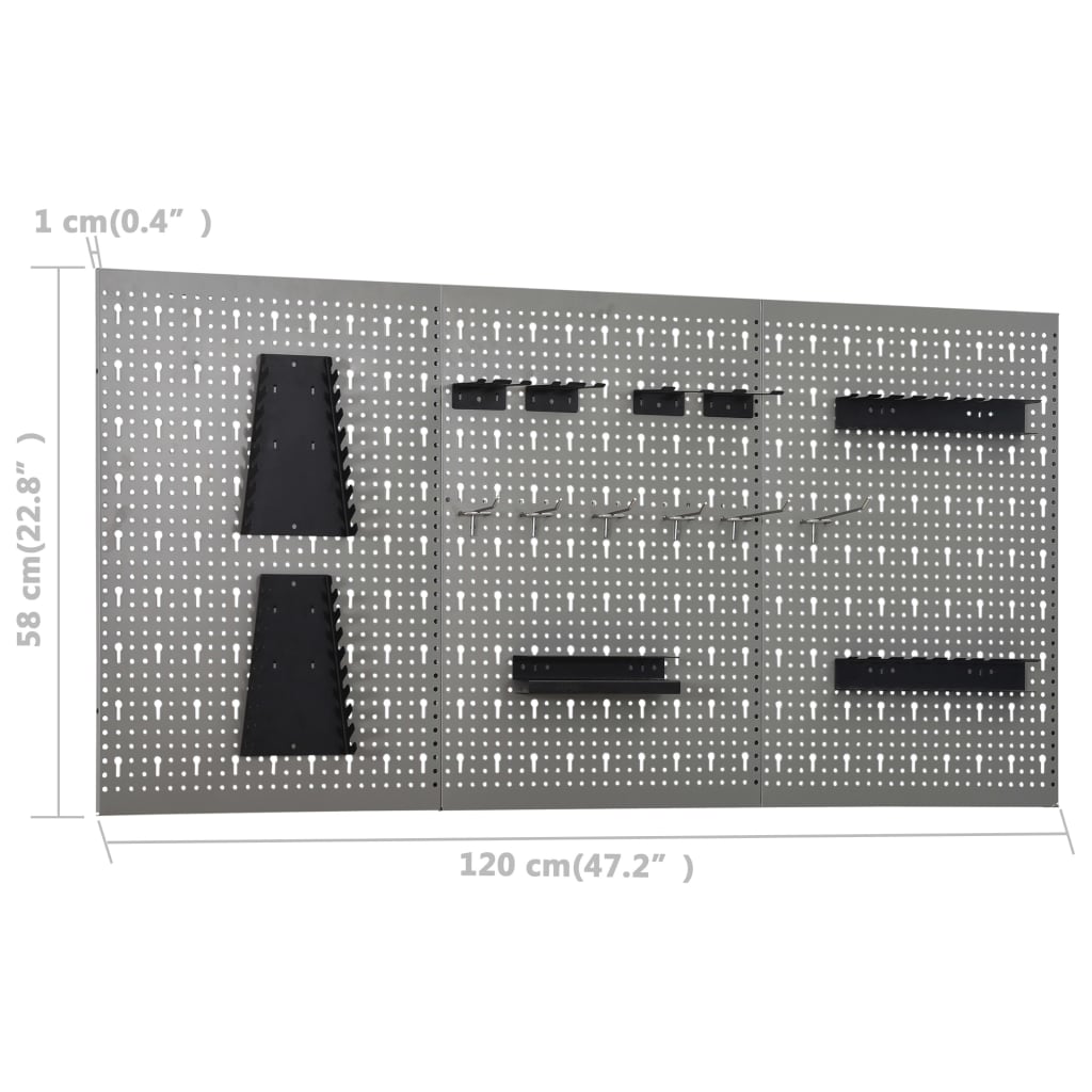 Werkzeugwand 3 Stk. 40×58 cm Stahl - Pazzar.ch