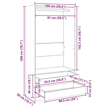 Kleiderschrank Sonoma-Eiche 100x50x200 cm Holzwerkstoff