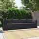4-tlg. Garten-Sofagarnitur mit Auflagen Poly Rattan Schwarz