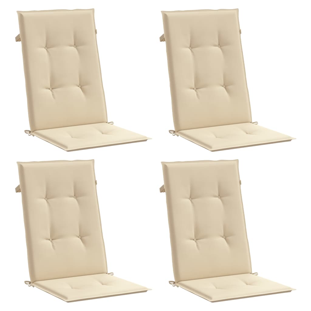 Gartenstuhlauflagen für Hochlehner 4Stk. Beige 120x50x3cm Stoff