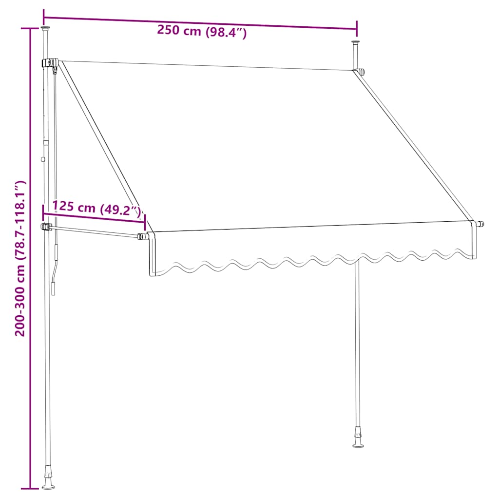 Einziehbare Markise Handbetrieben 250 cm Orange und Braun