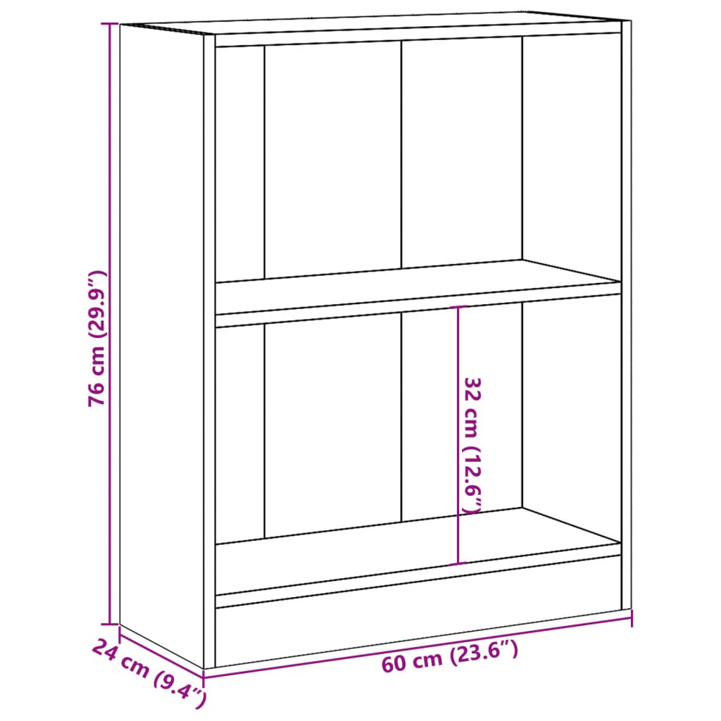 Bücherregal Schwarz 60x24x76 cm Holzwerkstoff