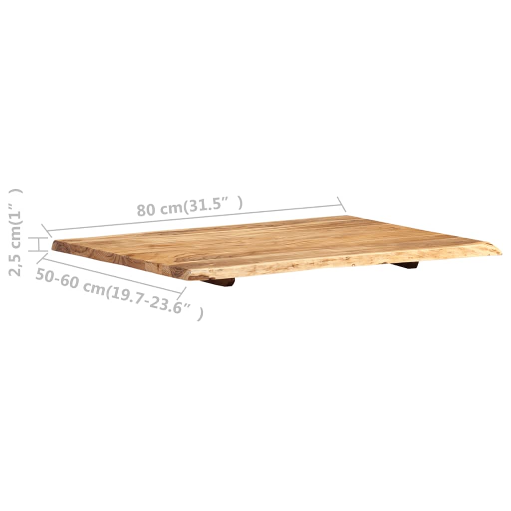 Tischplatte Massivholz Akazie 80x(50-60)x2,5 cm