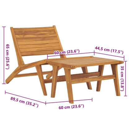 Gartenstuhl mit Fußablage Massivholz Teak - Pazzar.ch