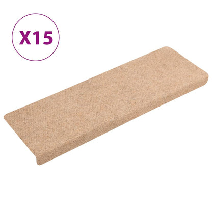 Stufenmatten Selbstklebend 15 Stk. 65x21x4 cm Creme Rechteckiger Rand