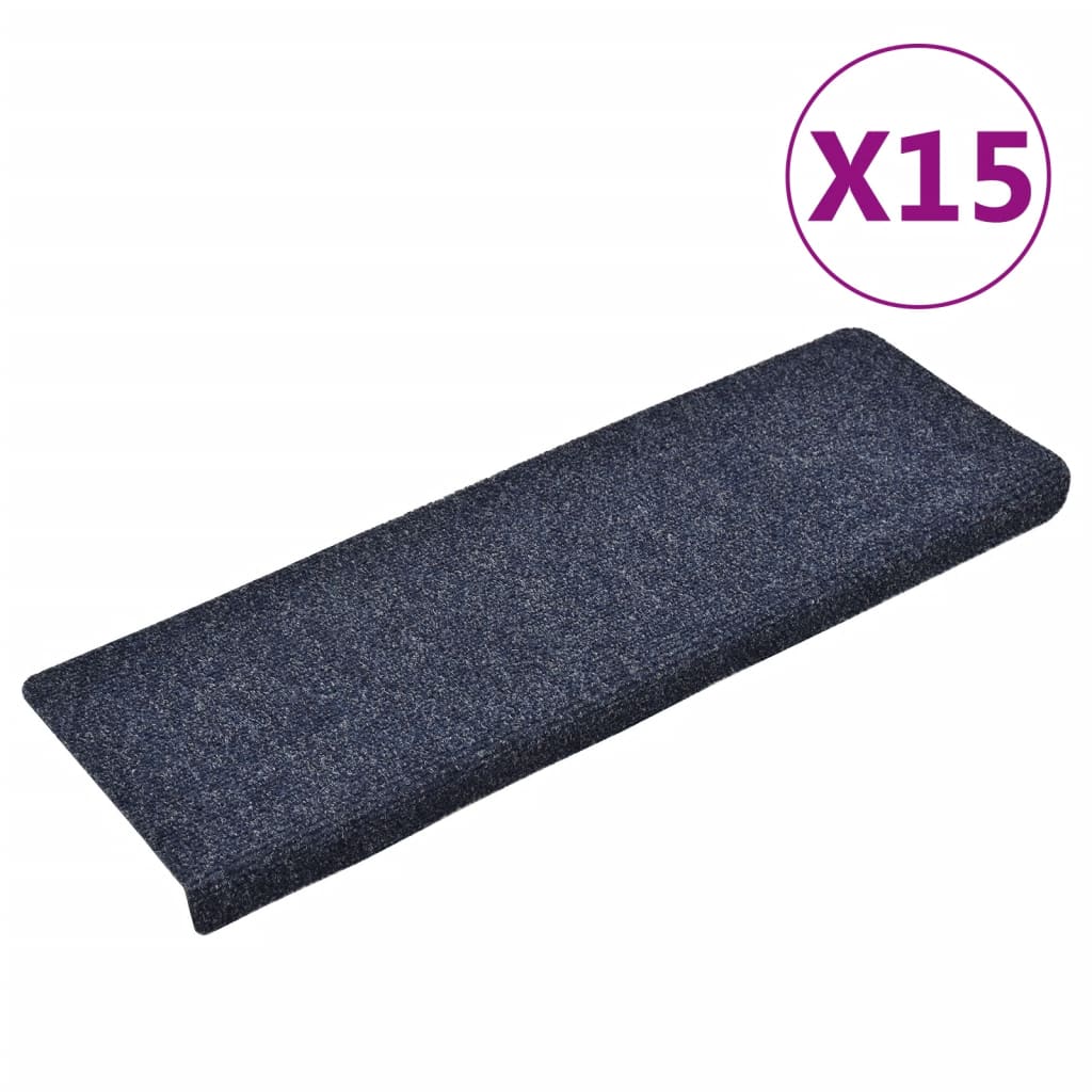 Treppenmatten 15 Stk. Nadelvlies 65x21x4 cm Blau