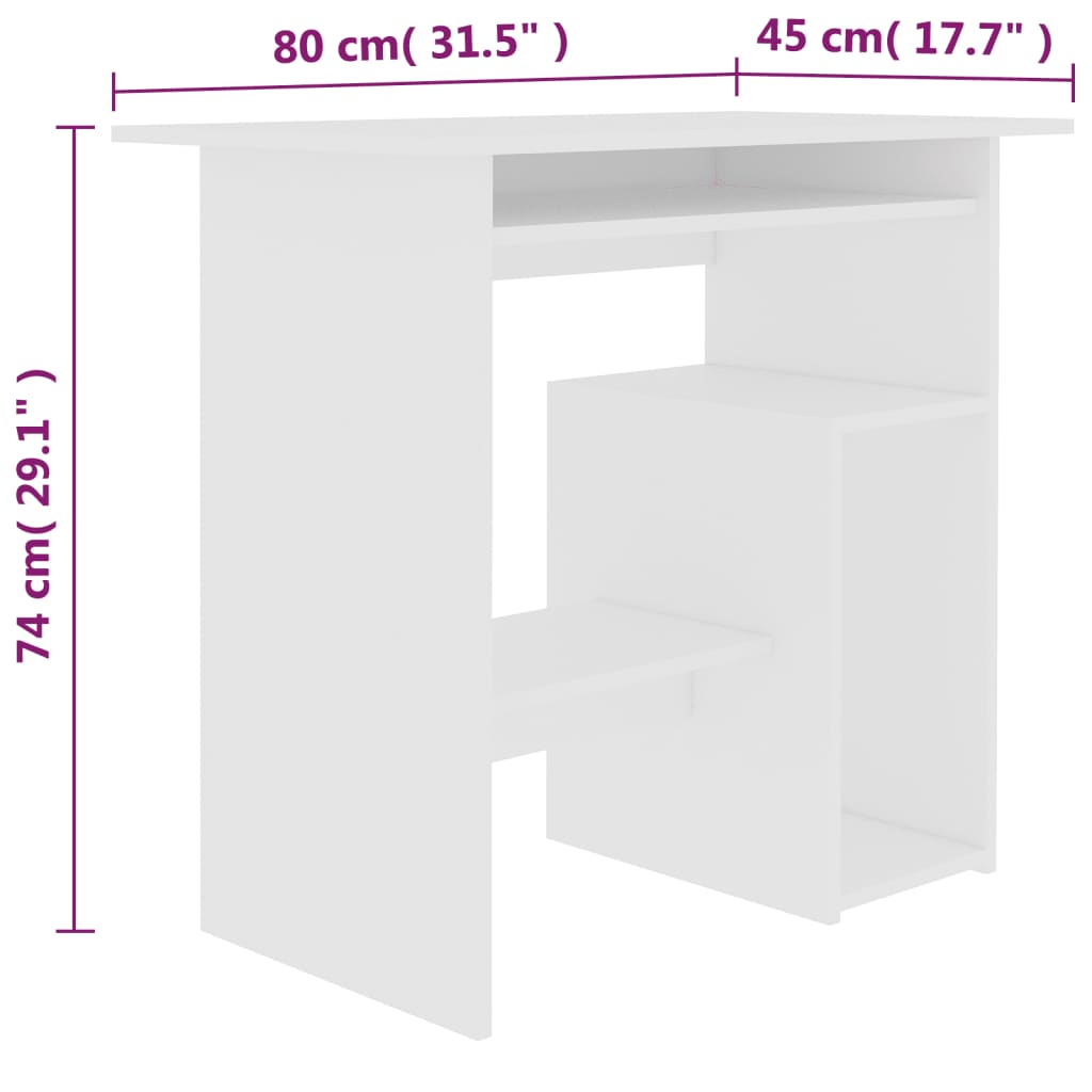 Schreibtisch Weiß 80x45x74 cm Holzwerkstoff - Pazzar.ch