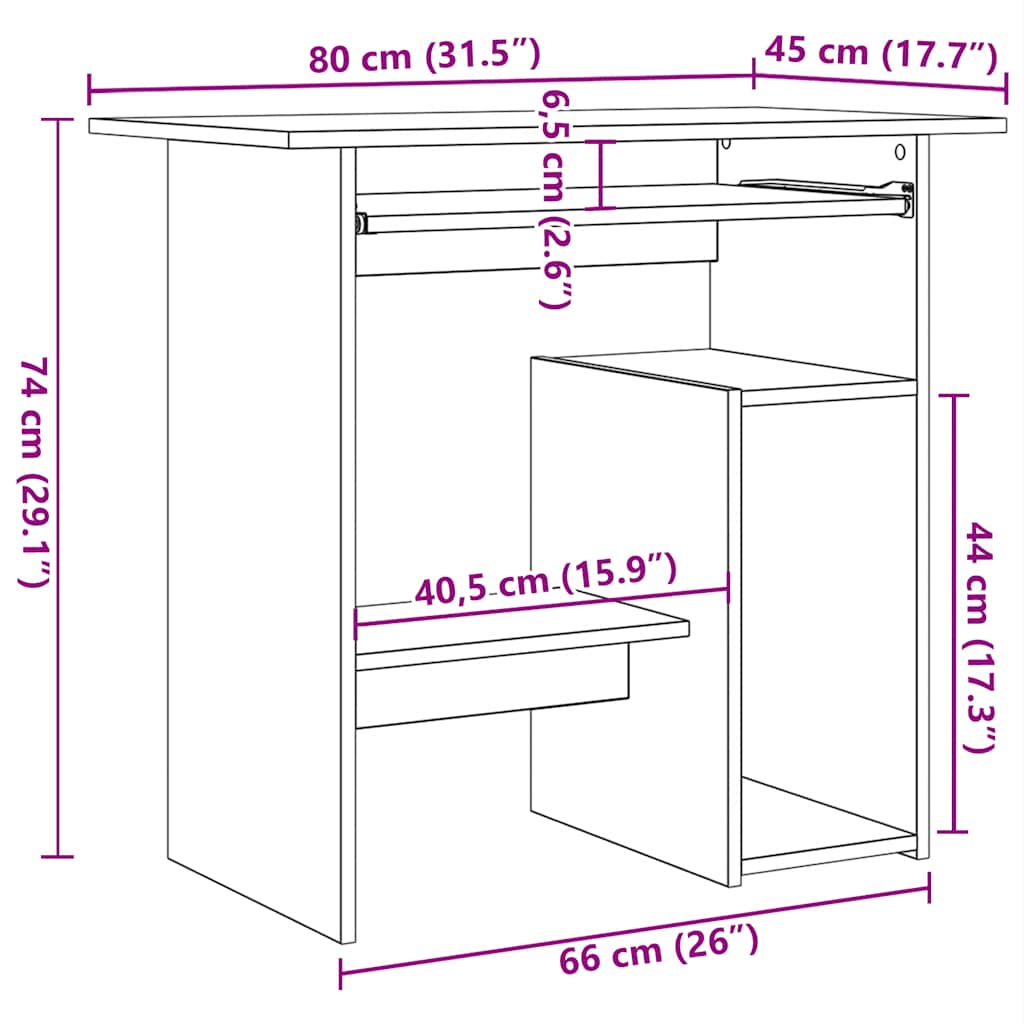 Schreibtisch Weiß 80x45x74 cm Holzwerkstoff - Pazzar.ch