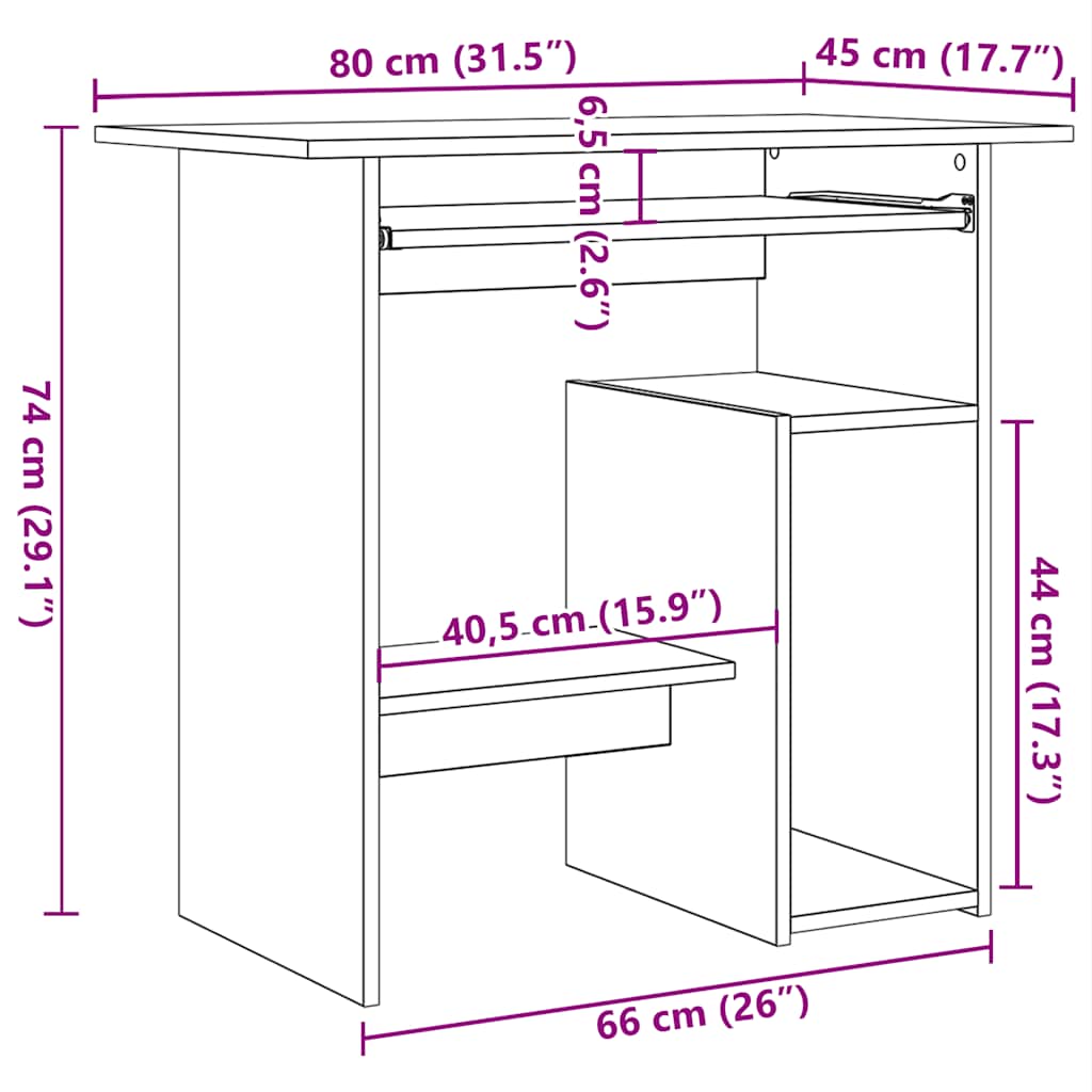 Schreibtisch Schwarz 80x45x74 cm Holzwerkstoff - Pazzar.ch