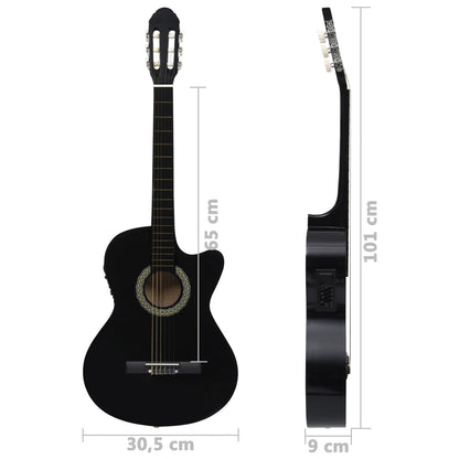 Westerngitarre Cutaway mit Equalizer und 6 Saiten Schwarz - Pazzar.ch