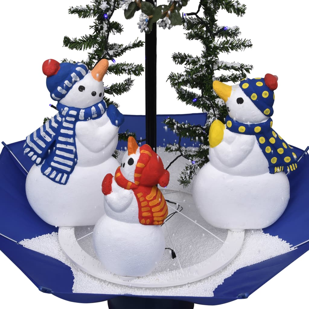 Weihnachtsbaum mit Schnee und Schirm-Fuß Blau 75 cm PVC - Pazzar.ch