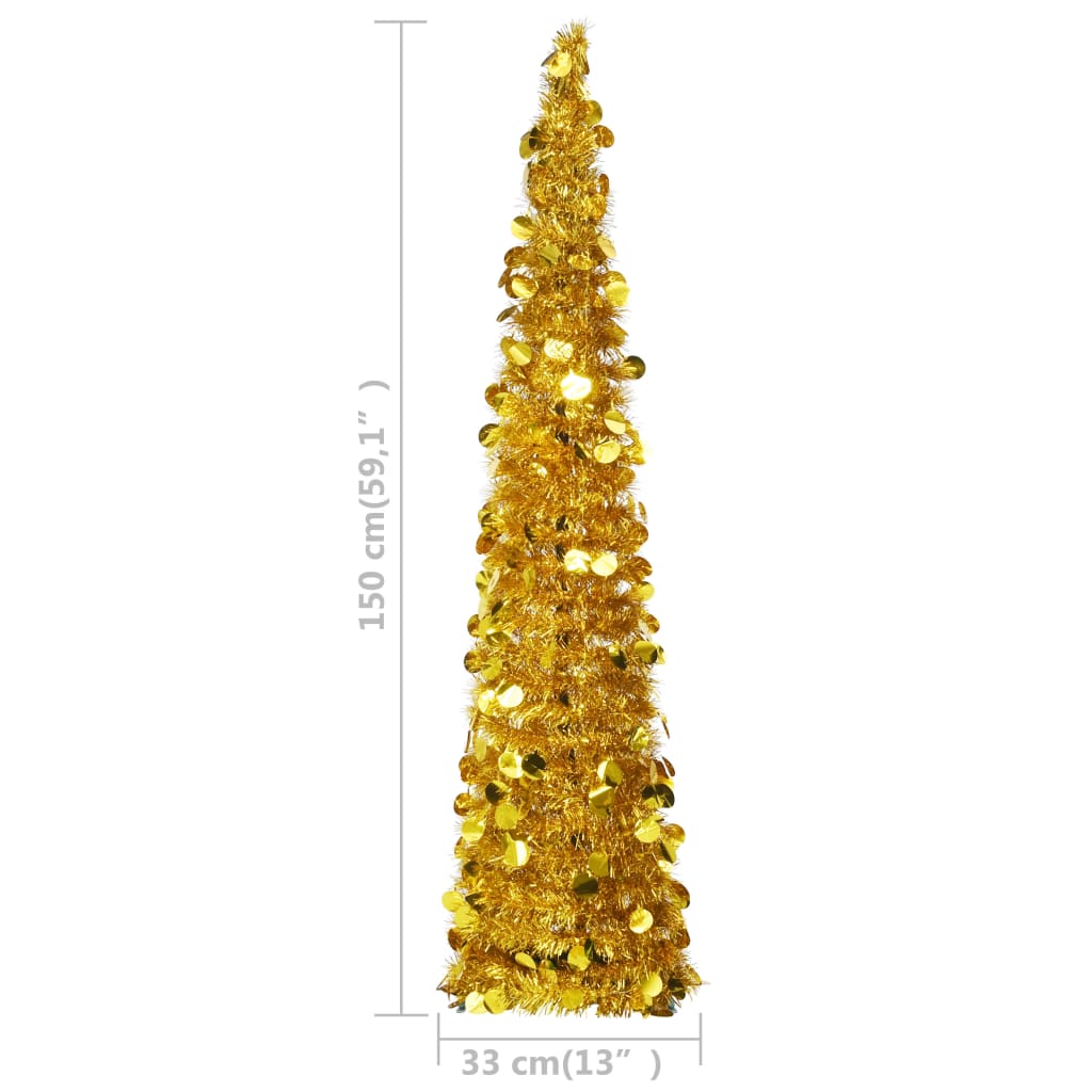 Künstlicher Pop-Up-Weihnachtsbaum Golden 150 cm PET - Pazzar.ch