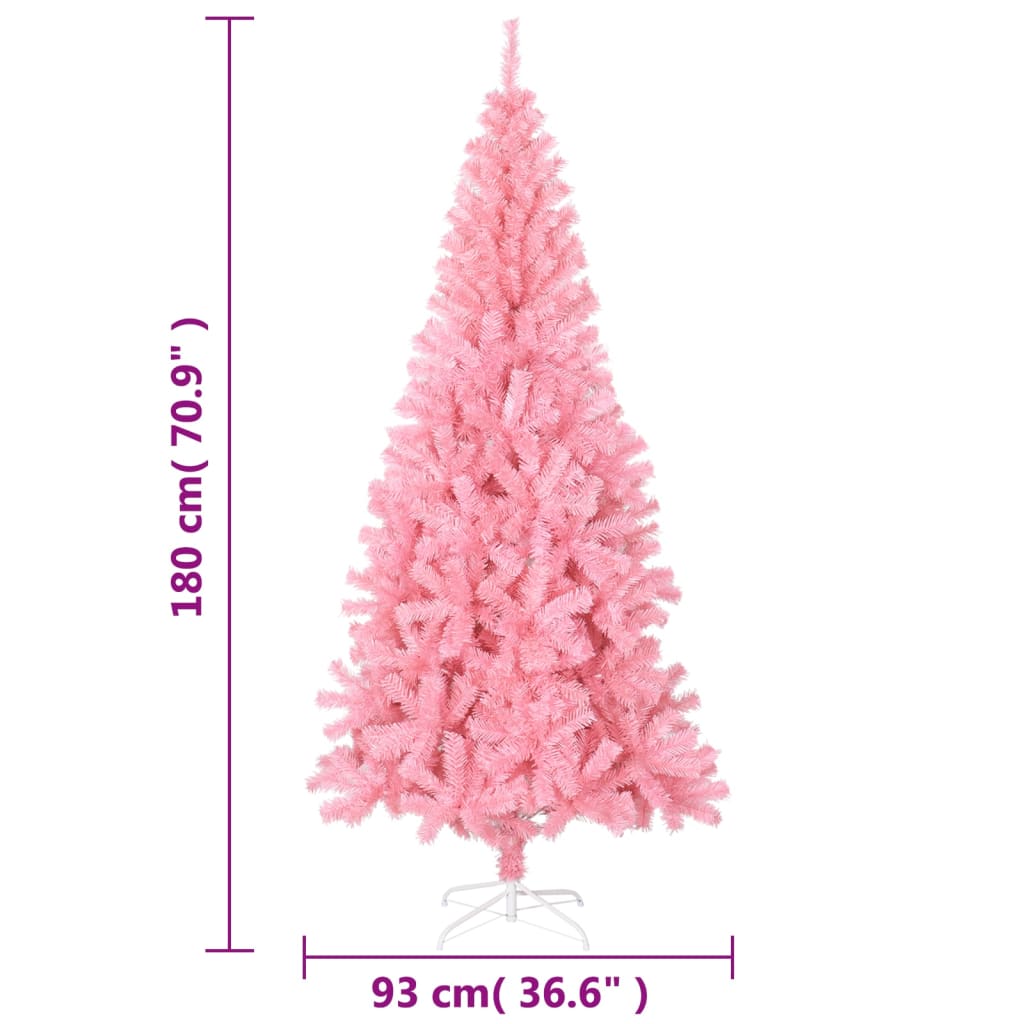 Künstlicher Weihnachtsbaum mit Ständer Rosa 180 cm PVC - Pazzar.ch