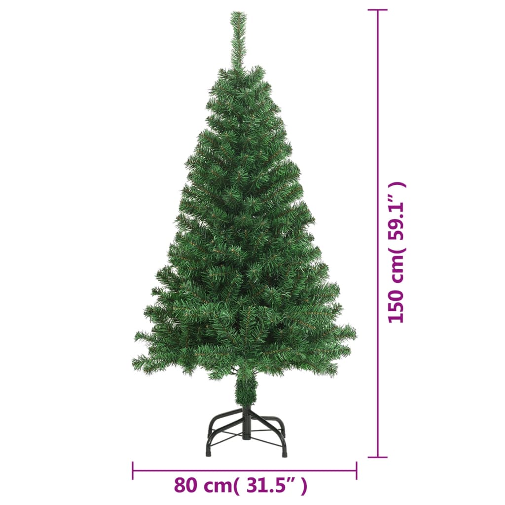 Künstlicher Weihnachtsbaum mit Dicken Zweigen Grün 150 cm PVC - Pazzar.ch