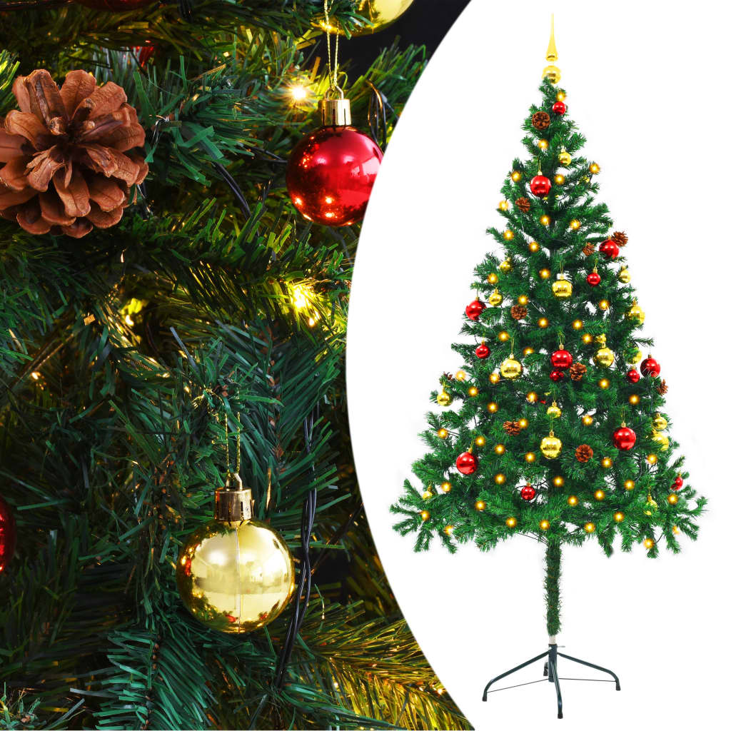 Künstlicher Weihnachtsbaum mit Beleuchtung & Kugeln Grün 180 cm - Pazzar.ch