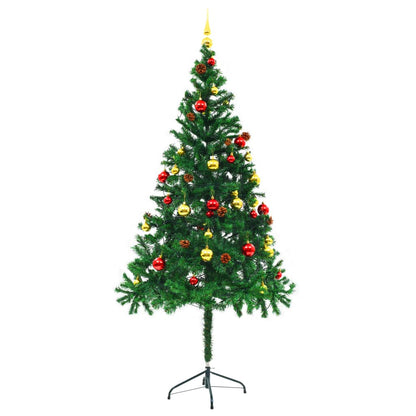 Künstlicher Weihnachtsbaum mit Beleuchtung & Kugeln Grün 180 cm - Pazzar.ch