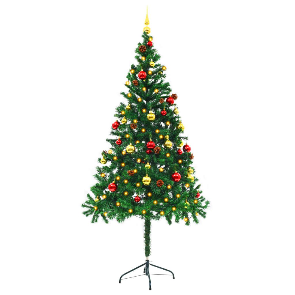 Künstlicher Weihnachtsbaum mit Beleuchtung & Kugeln Grün 180 cm - Pazzar.ch