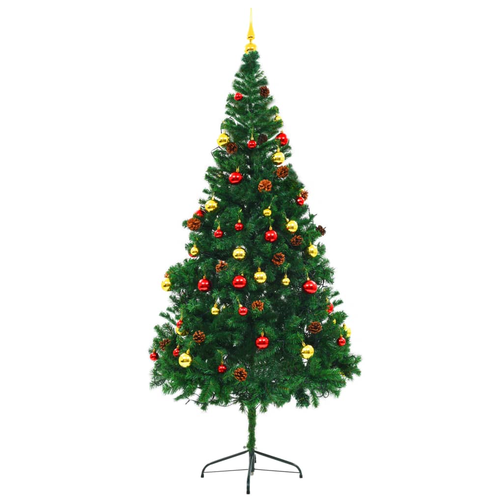 Künstlicher Weihnachtsbaum mit Beleuchtung & Kugeln Grün 210 cm - Pazzar.ch