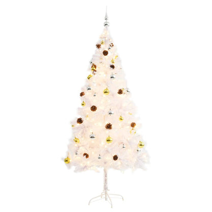 Künstlicher Weihnachtsbaum mit Beleuchtung & Kugeln Weiß 180 cm - Pazzar.ch