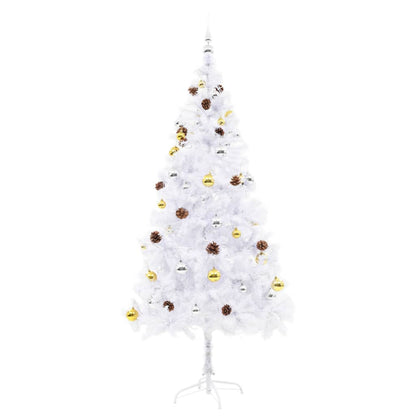 Künstlicher Weihnachtsbaum mit Beleuchtung & Kugeln Weiß 180 cm - Pazzar.ch